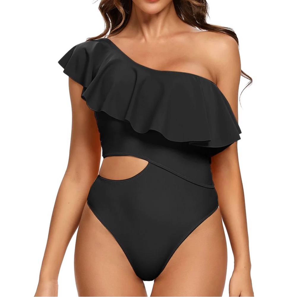 Dixperfect Zuma One Shoulder Ruffle Cut Out Side One Piece
